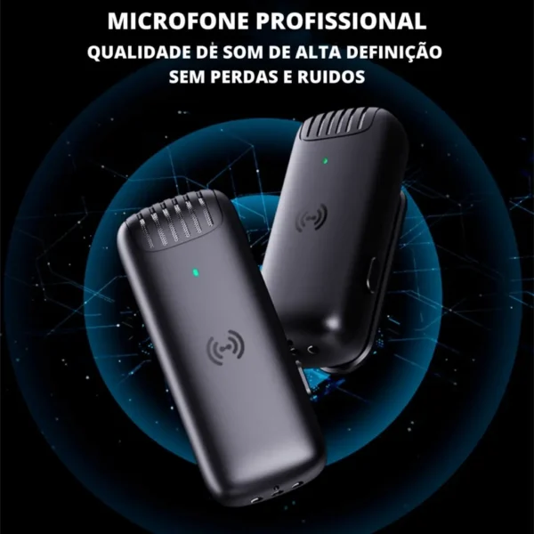 Microfone de lapela 2 em 1